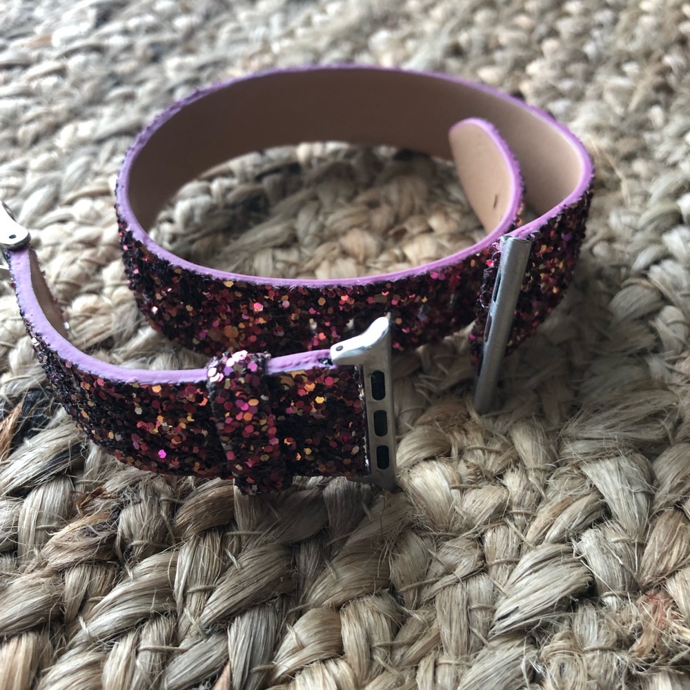 NWOT Pink glitter wrap-around Apple Watch band